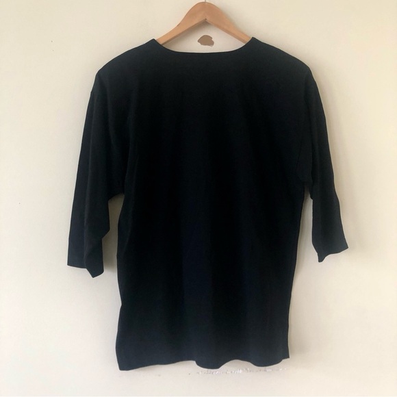 Gardy Embroidered Black Nautical Theme Three Quarter Length Sleeve Top - Picture 6 of 7